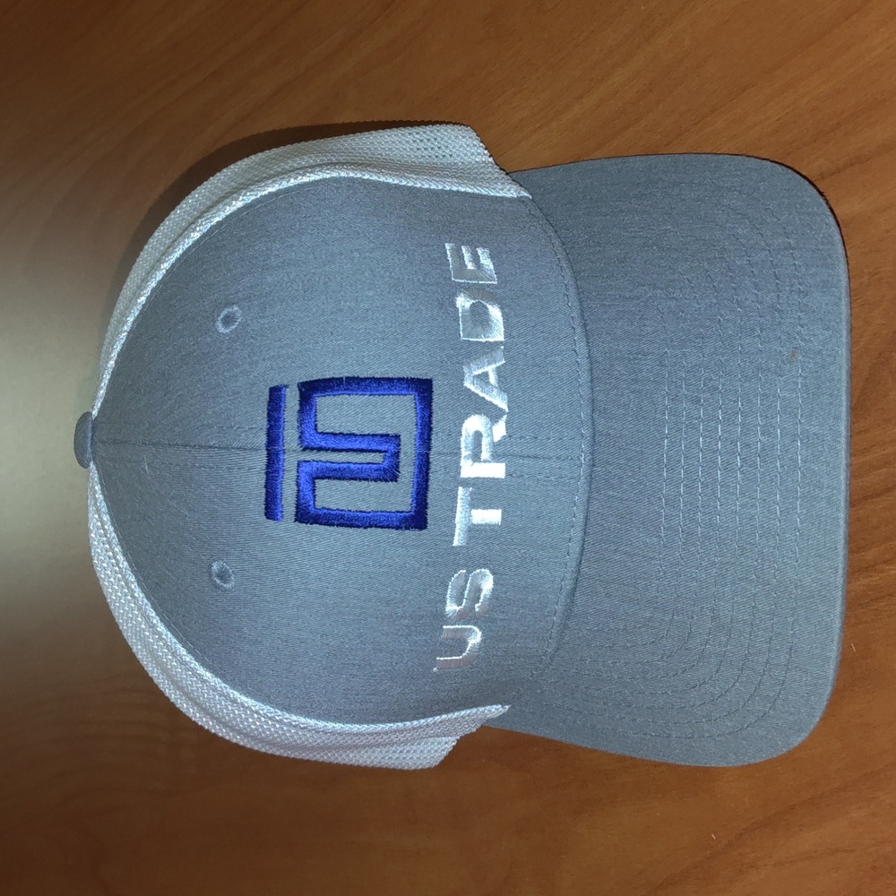 US TRADE Embroidered Logo Trucker Mesh Flexfit Fitted Hat Cap S-M
